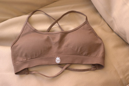 Gymmies - Women's Seamless Gym shorts & top | Brown set