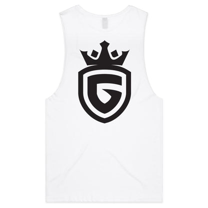white sleeveless gym tshirt